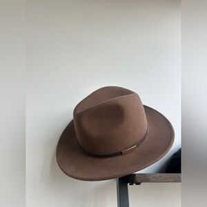 FURTALK Brown Wool Fedora Hat Size M Classic Wide Brim